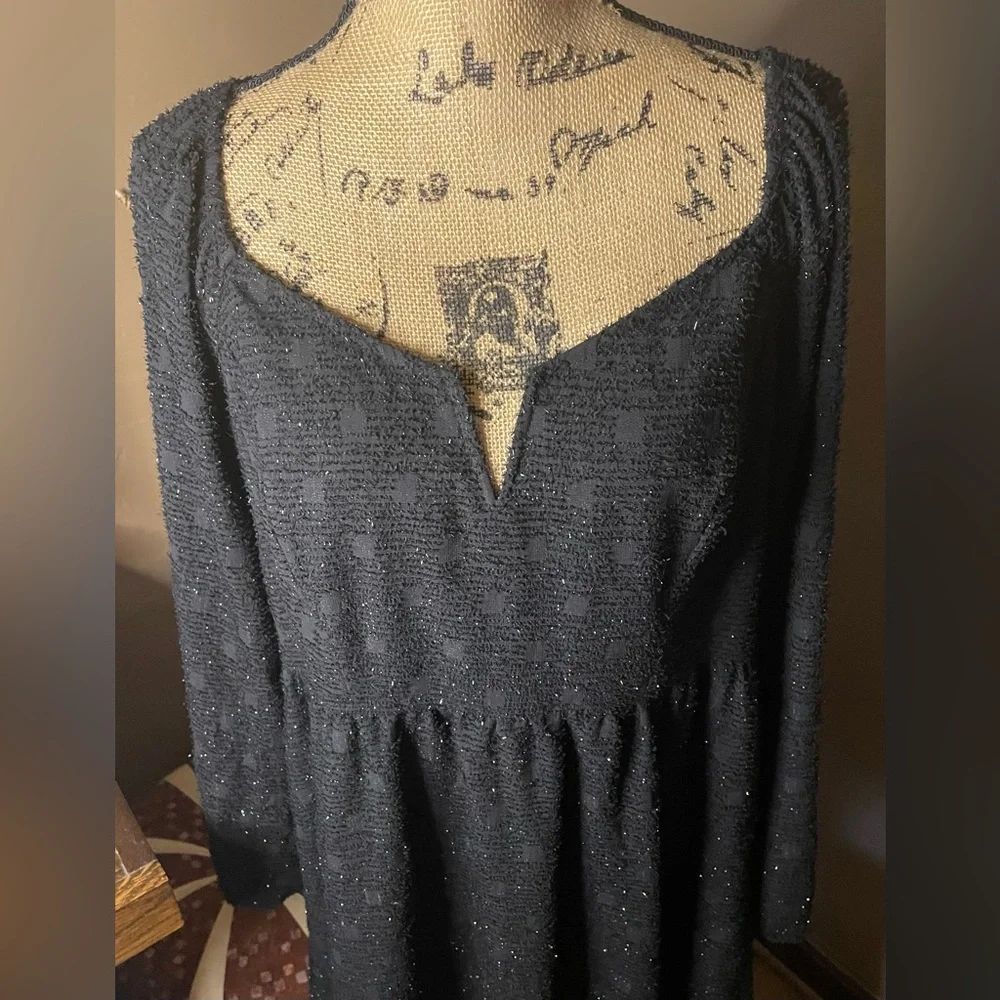 BloomChic Black Textured Long Sleeve Dress Sz 18W PTP 22” - Picture 3 of 4